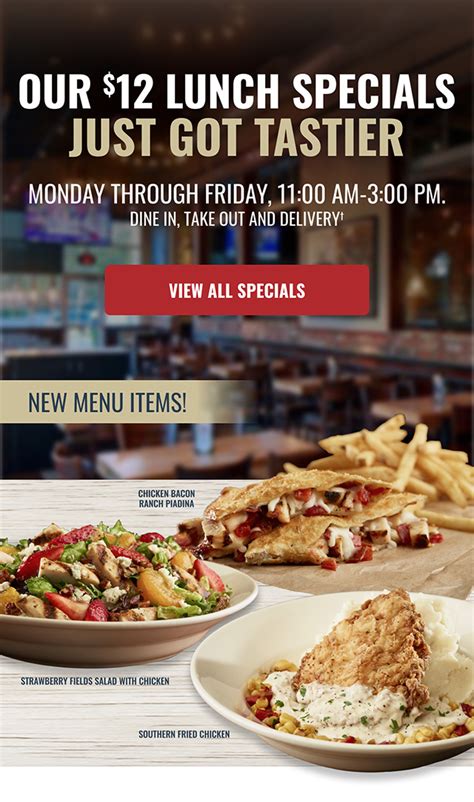Bj's lunch specials - Meal Deals To Go. 2000 calories a day is used for general nutrition advice, but calorie needs vary. 1,200 to 1,400 calories a day is used for general nutrition advice for children ages 4-8 years and 1,400 to 2,000 calories a day for children ages 9-13 years, but calorie needs vary. ... BJ’s HB - Beach Blvd. 16060 Beach Boulevard, Huntington ...